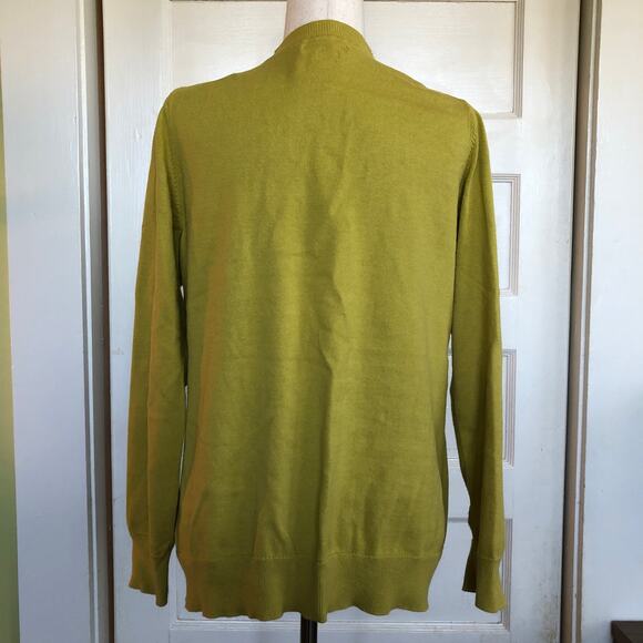 Van Heusen Studio Mustard Yellow Cardigan L 100% Cotton Pockets Minimalist Retro - Picture 5 of 9